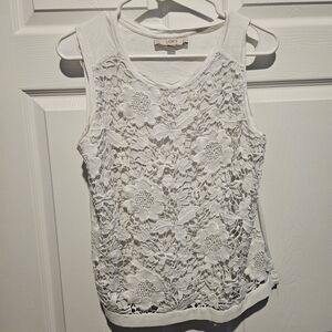LOFT White Lace Sleeveless Top